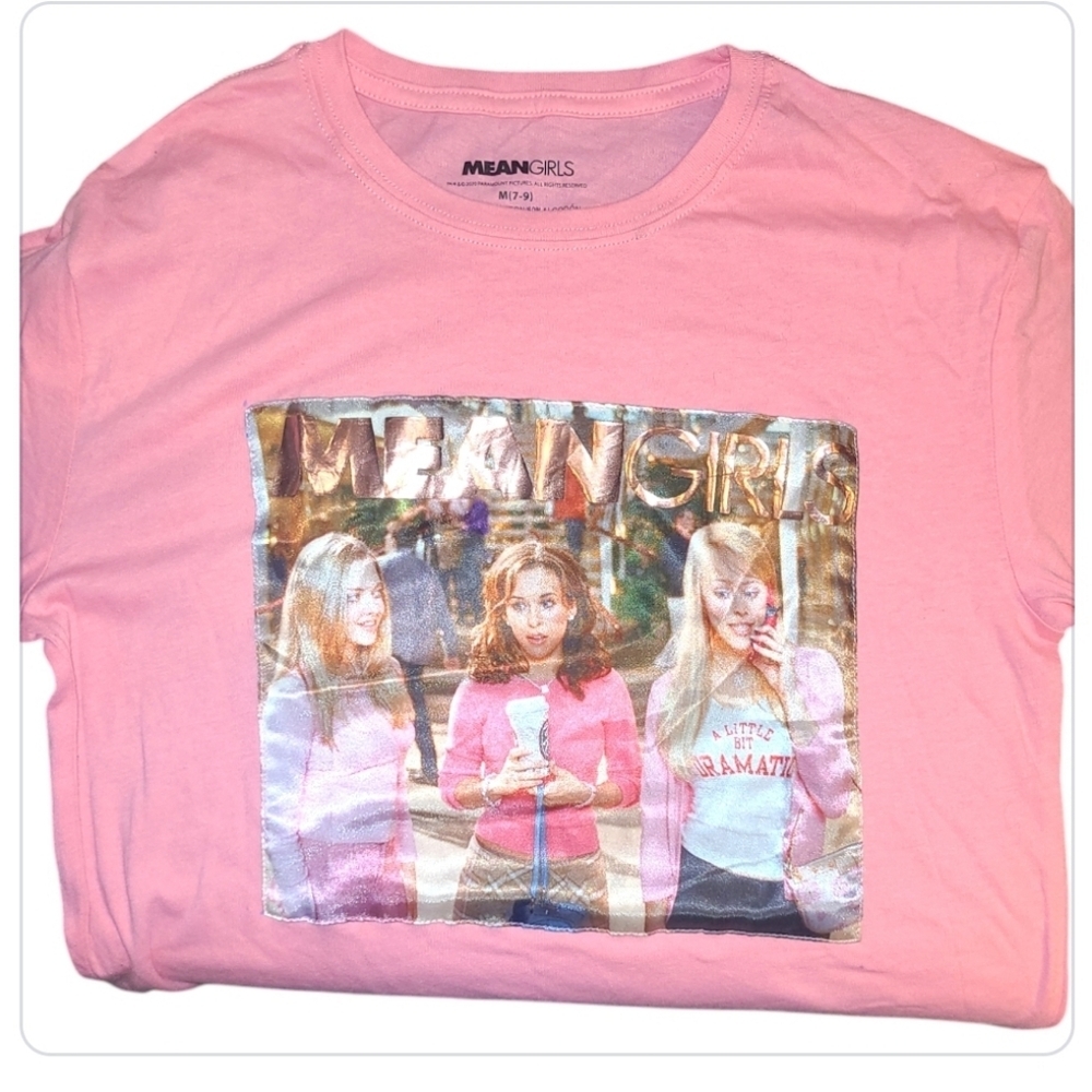 T-shirt Mean Girls Patch on pink tee medium